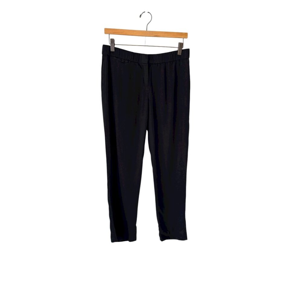 Eileen Fisher Black Tencel Mid Rise Straight Leg Pants Large